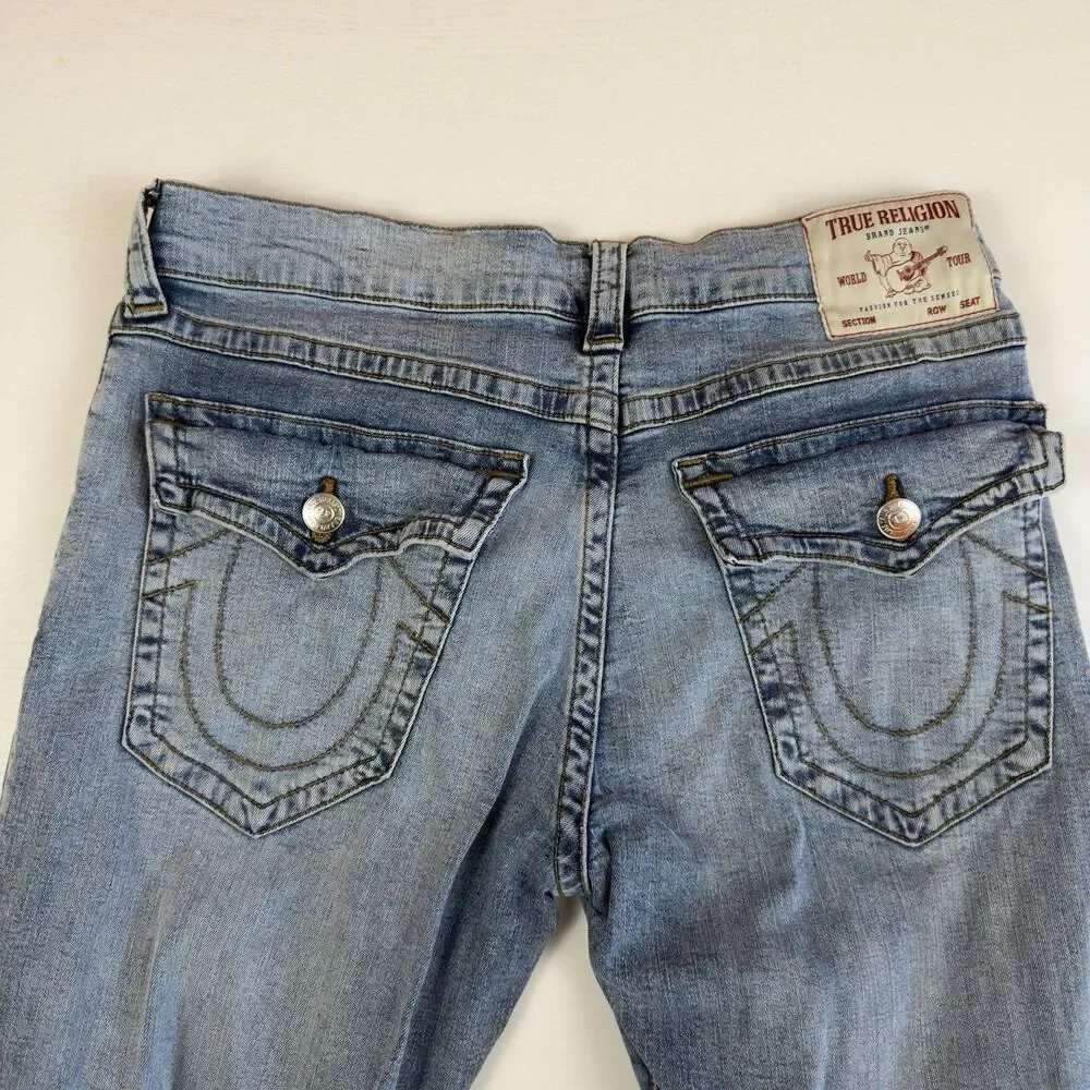 True Religion Ricky Relaxed Straight Jeans Men’s 34w 33x Light Wash Blue